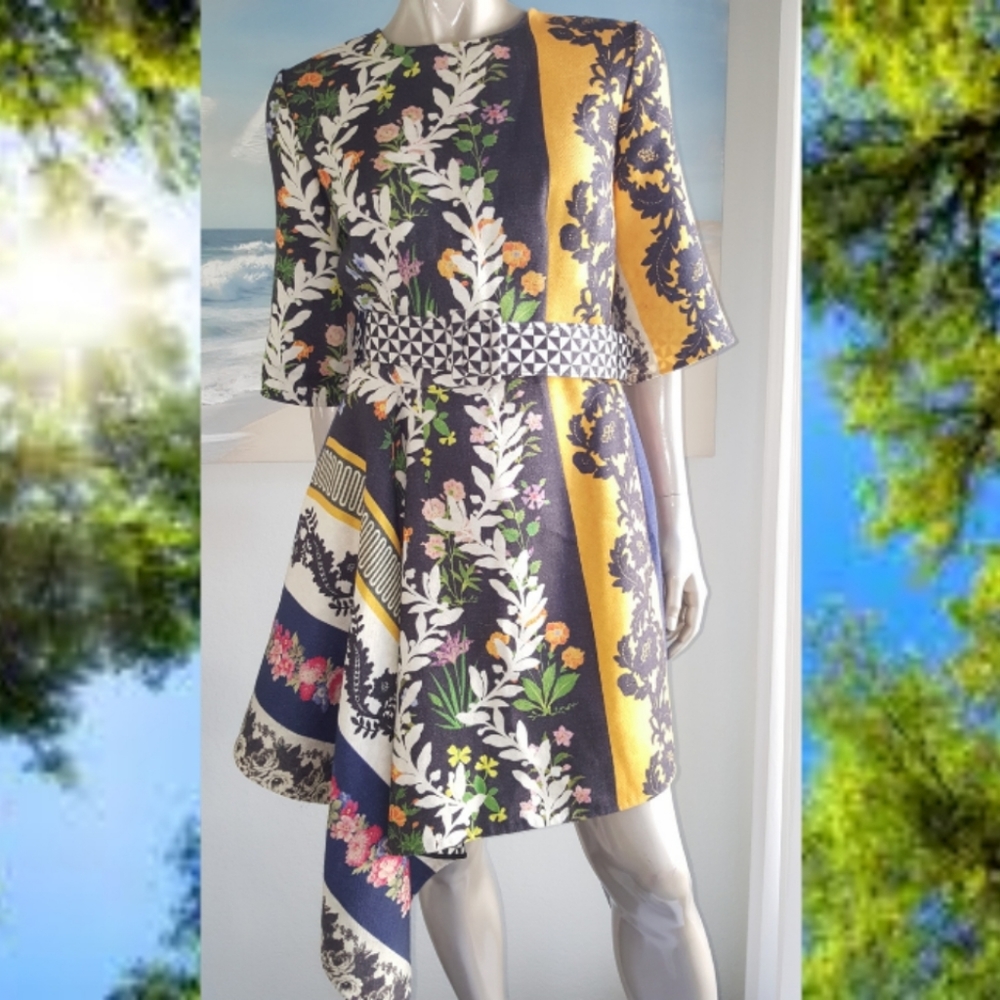 ^$2994 New Oscar De La Renta Floral Wool Runway Day Dress Tunic Us 8 Or Us 10 L View 2